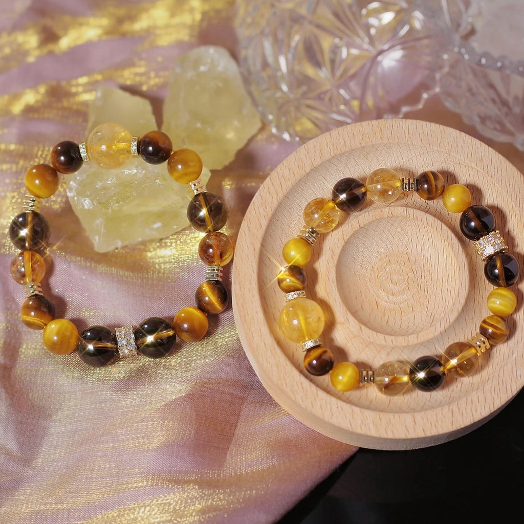 Natural Yellow Tower Crystal Gold Tiger Eye Stone Yellow Crystal Bracelet