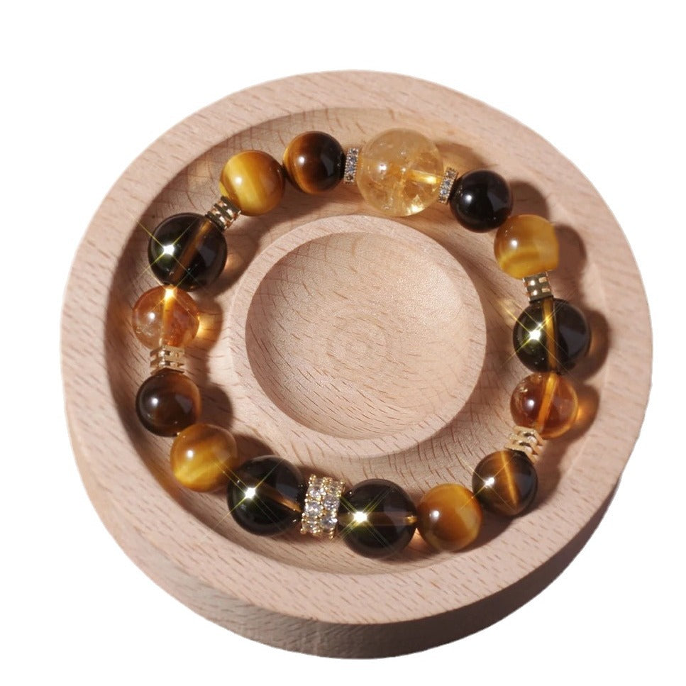 Natural Yellow Tower Crystal Gold Tiger Eye Stone Yellow Crystal Bracelet