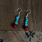 Turquoise Cinnabar Irregular Earrings