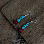 Turquoise Cinnabar Irregular Earrings
