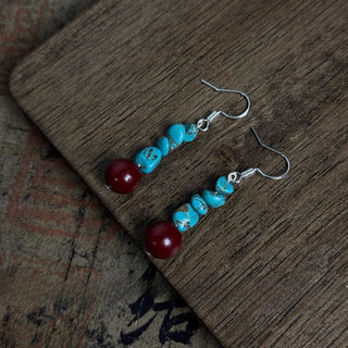 Turquoise Cinnabar Irregular Earrings by painevida