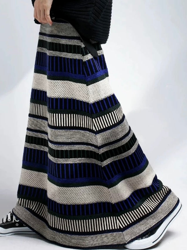 Striped All-match Knitted Skirt
