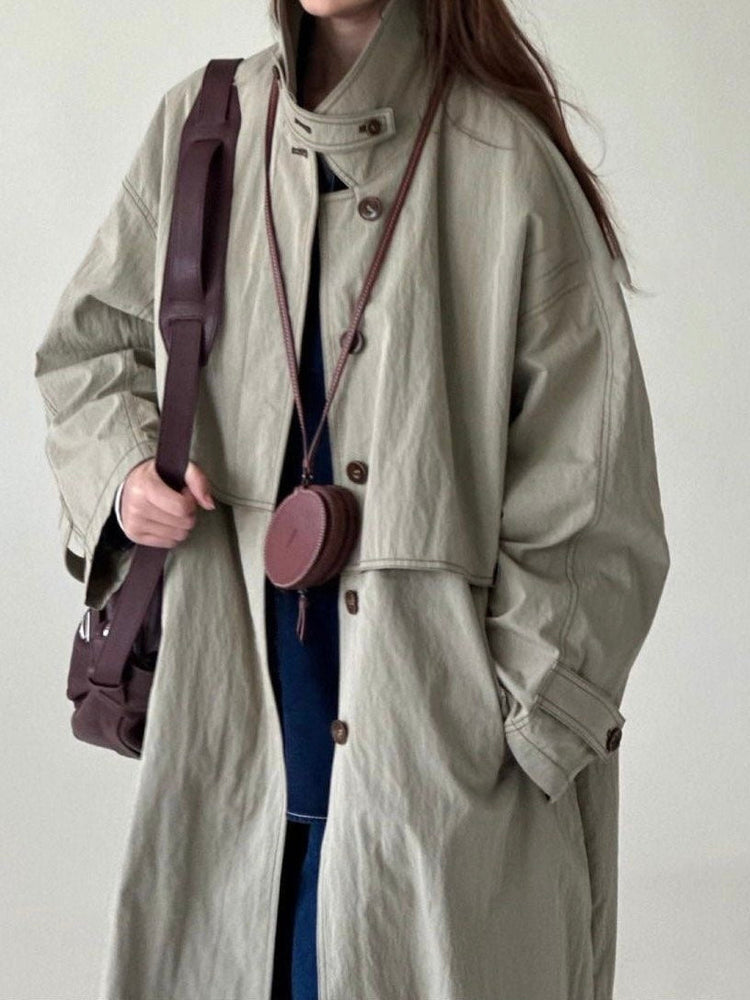 Vintage Stand Collar Trench Coat by painevida