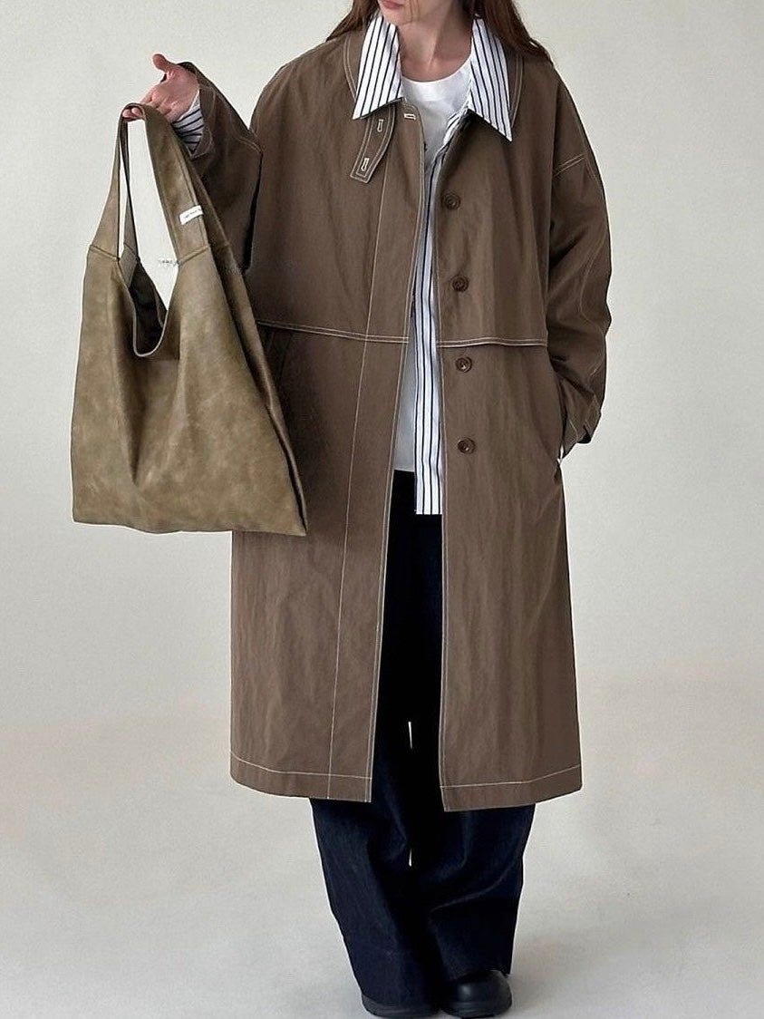 Vintage Stand Collar Trench Coat