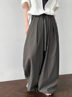 Relaxed Drawstring Pleated Wide-leg Trousers