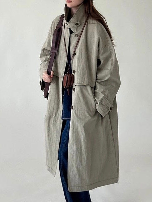 Vintage Stand Collar Trench Coat