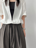 Relaxed Drawstring Pleated Wide-leg Trousers