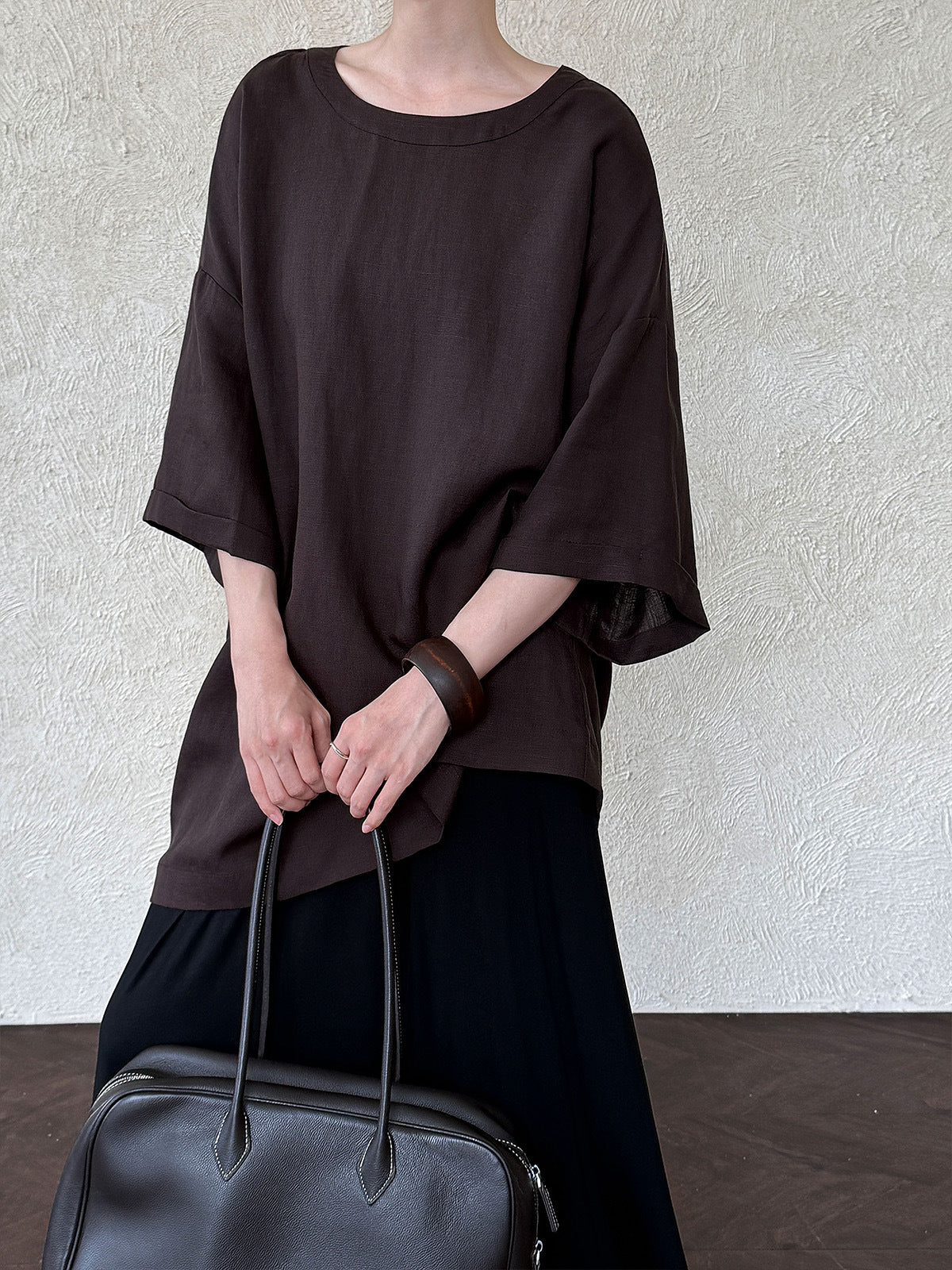 Loose Round Neck With Back Ties Blouse