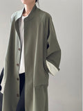 Simple Stand Collar Trench Long Coat
