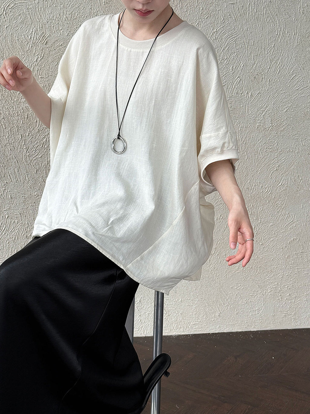 Loose Bat Sleeve Linen Blouse