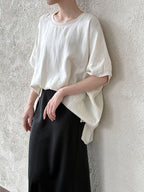 Loose Bat Sleeve Linen Blouse