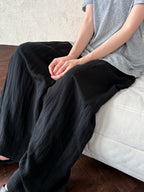 Linen Elastic Waist Loose Wide-Leg Pants