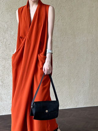 V-Neck Sleeveless Knot Waist Dress by painevida