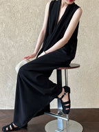 V-Neck Sleeveless Knot Waist Dress