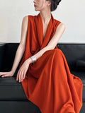 V-Neck Sleeveless Knot Waist Dress