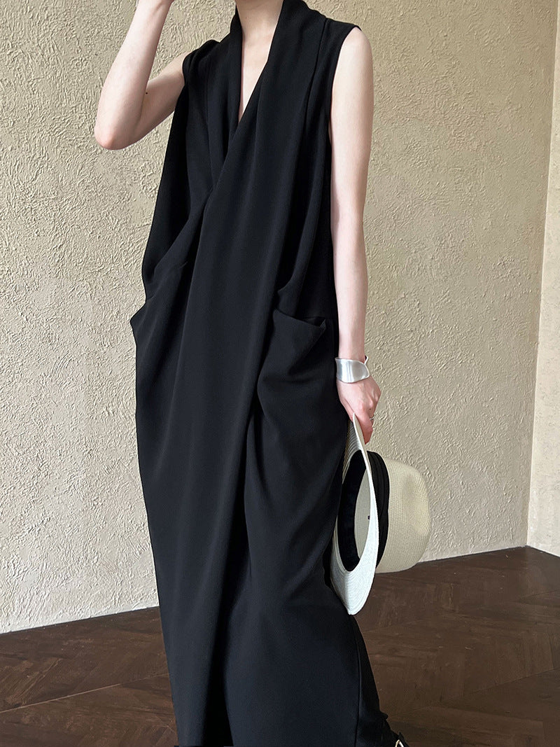 V-Neck Sleeveless Knot Waist Dress by painevida