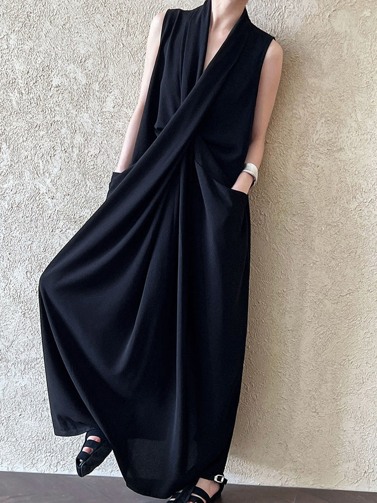 V-Neck Sleeveless Knot Waist Dress by painevida