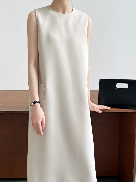 Simple Sleeveless Suit Vest Dress