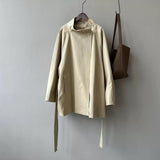 Retro One Button Stand Collar Waist Tench Coat