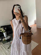 Round Neck Loose Stitching Irregular Vest Dress