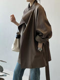 Retro One Button Stand Collar Waist Tench Coat