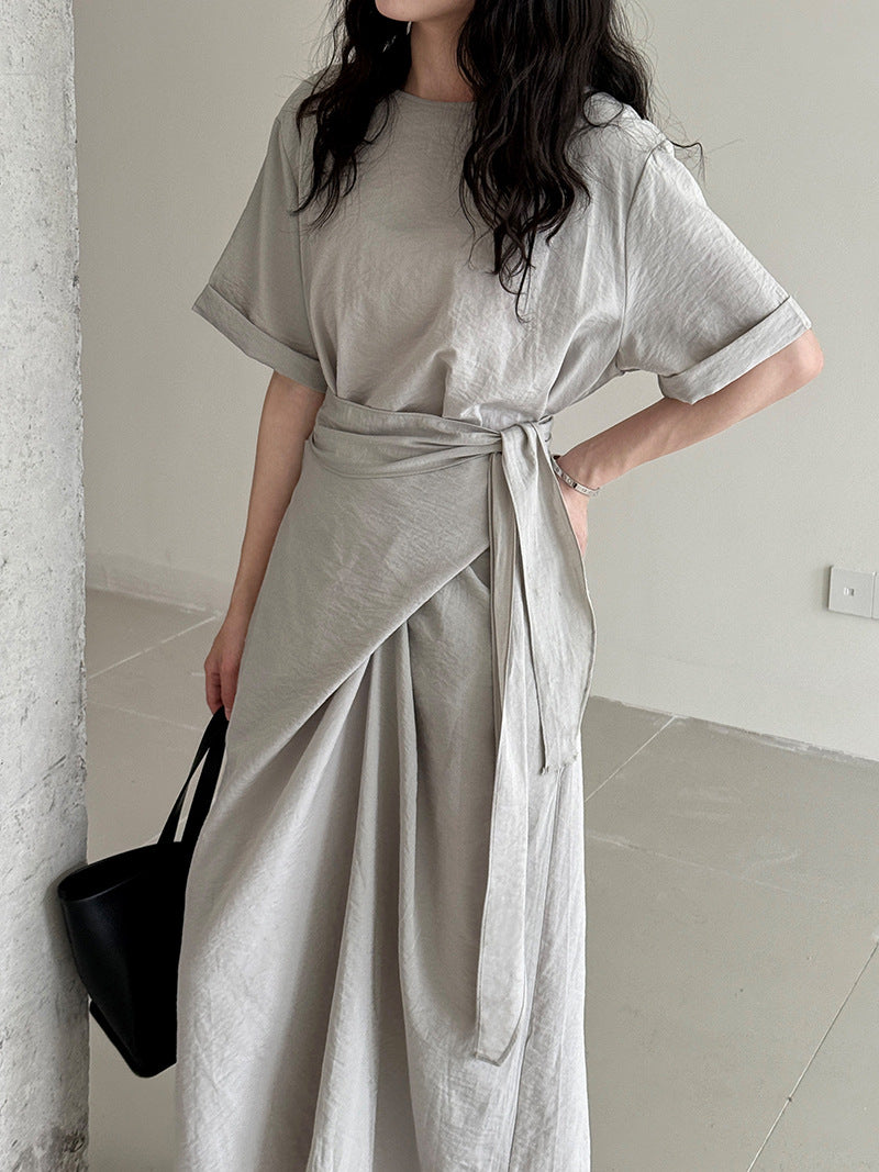 Cross-Strap Short-Sleeved Dress