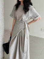 Cross-Strap Short-Sleeved Dress