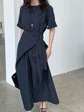 Cross-Strap Short-Sleeved Dress