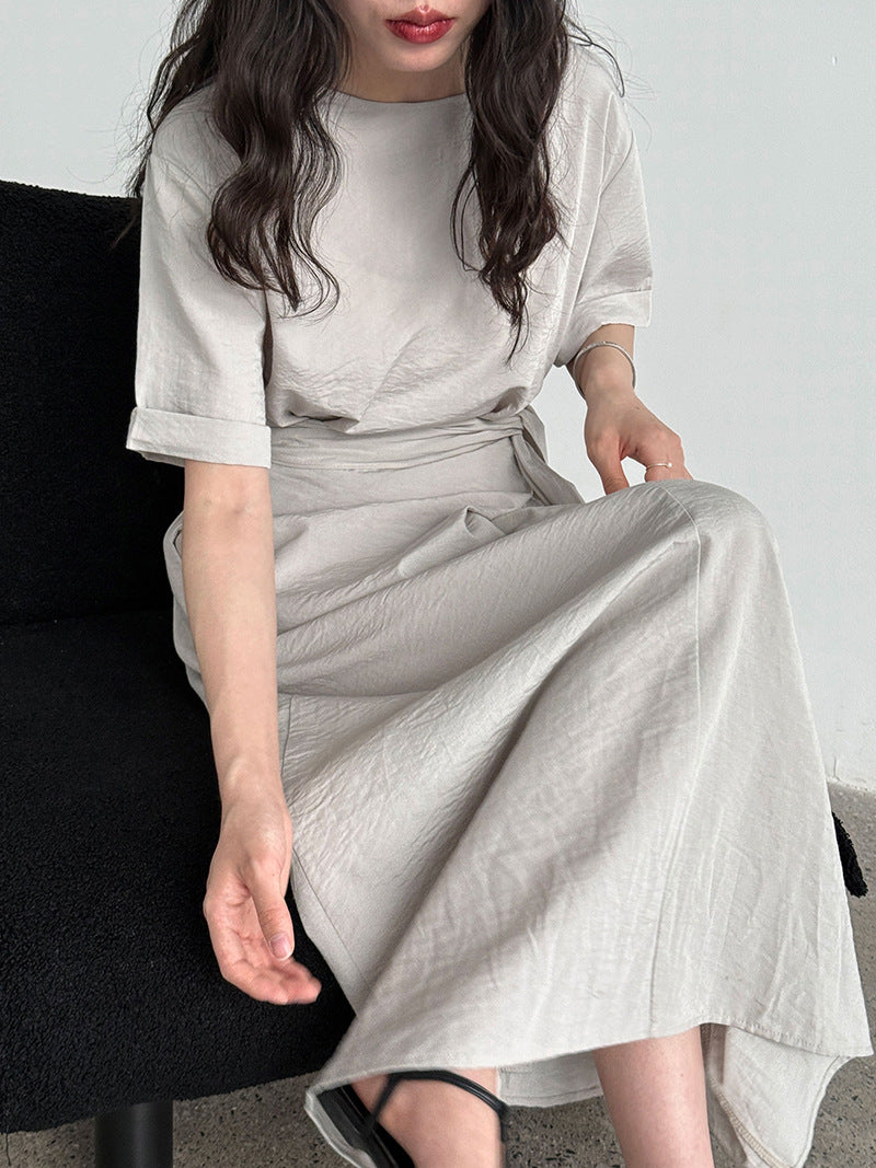 Cross-Strap Short-Sleeved Dress