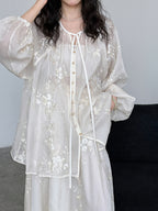 Embroidered Shirt And Skirt Two-Piece Suit