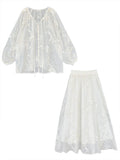 Embroidered Shirt And Skirt Two-Piece Suit