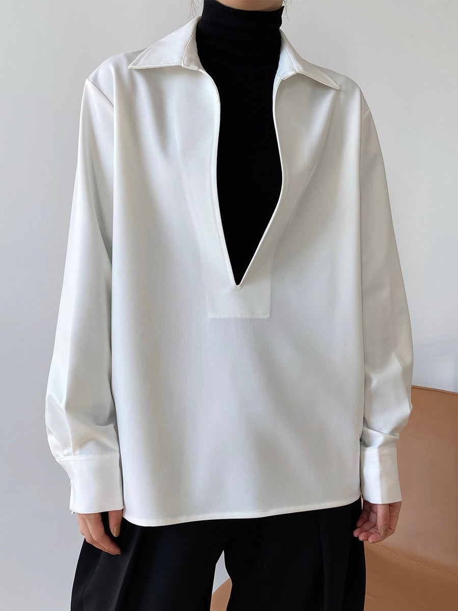 V-Neck Long-Sleeved Shirt Top