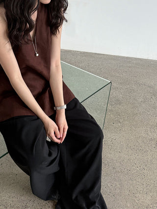 V-Neck Linen T-Shirt by painevida
