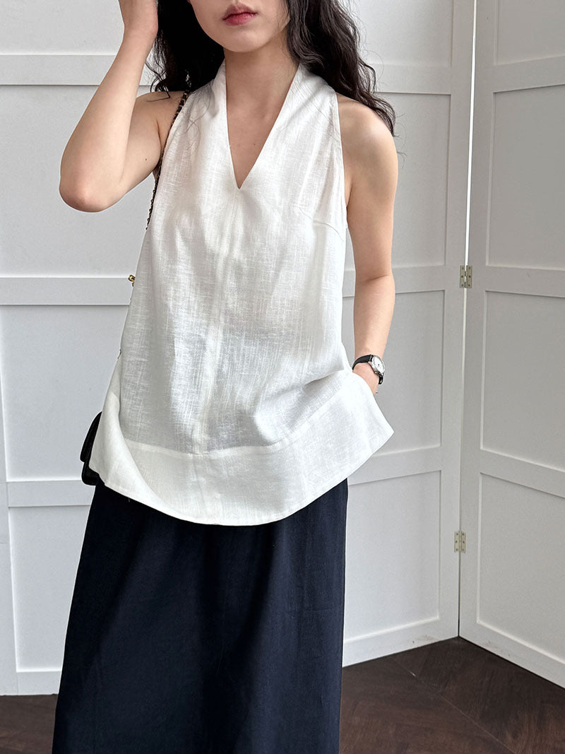 V-Neck Linen T-Shirt