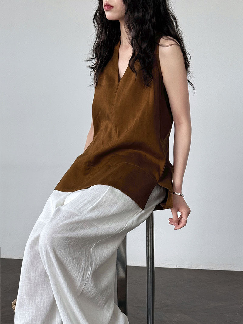 V-Neck Linen T-Shirt