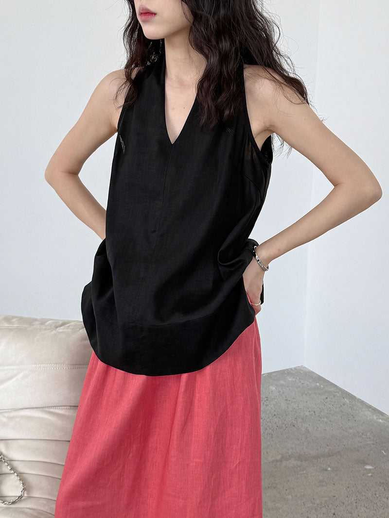 V-Neck Linen T-Shirt