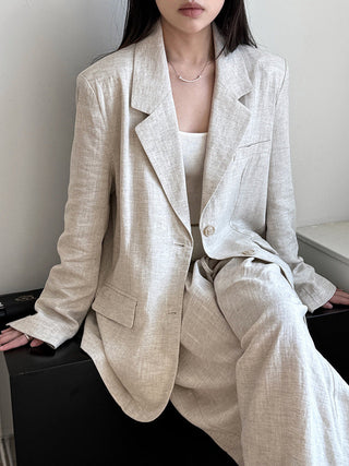 Linen Suit Jacket + Pants Two-Piece Suit by painevida