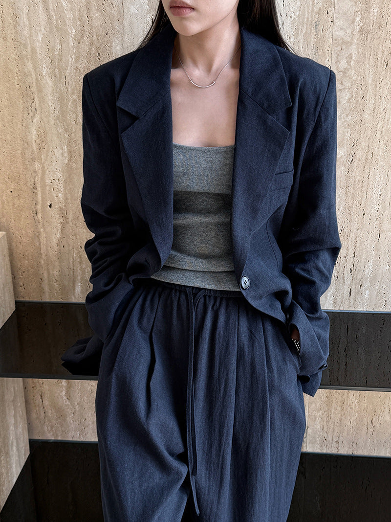 Linen Suit Jacket + Pants Two-Piece Suit