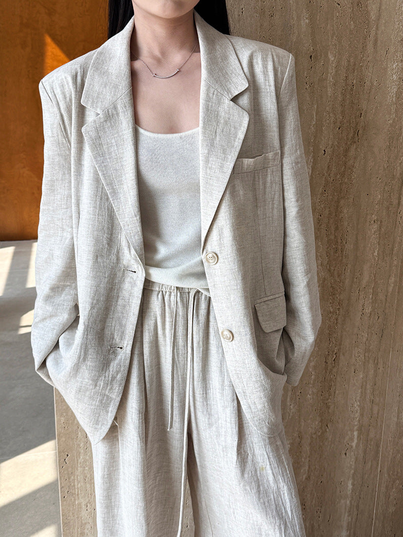 Linen Suit Jacket + Pants Two-Piece Suit