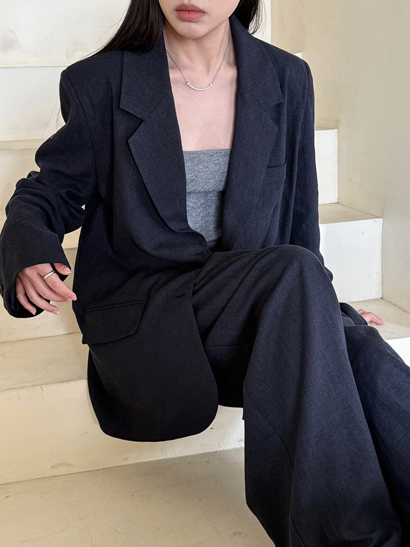 Linen Suit Jacket + Pants Two-Piece Suit
