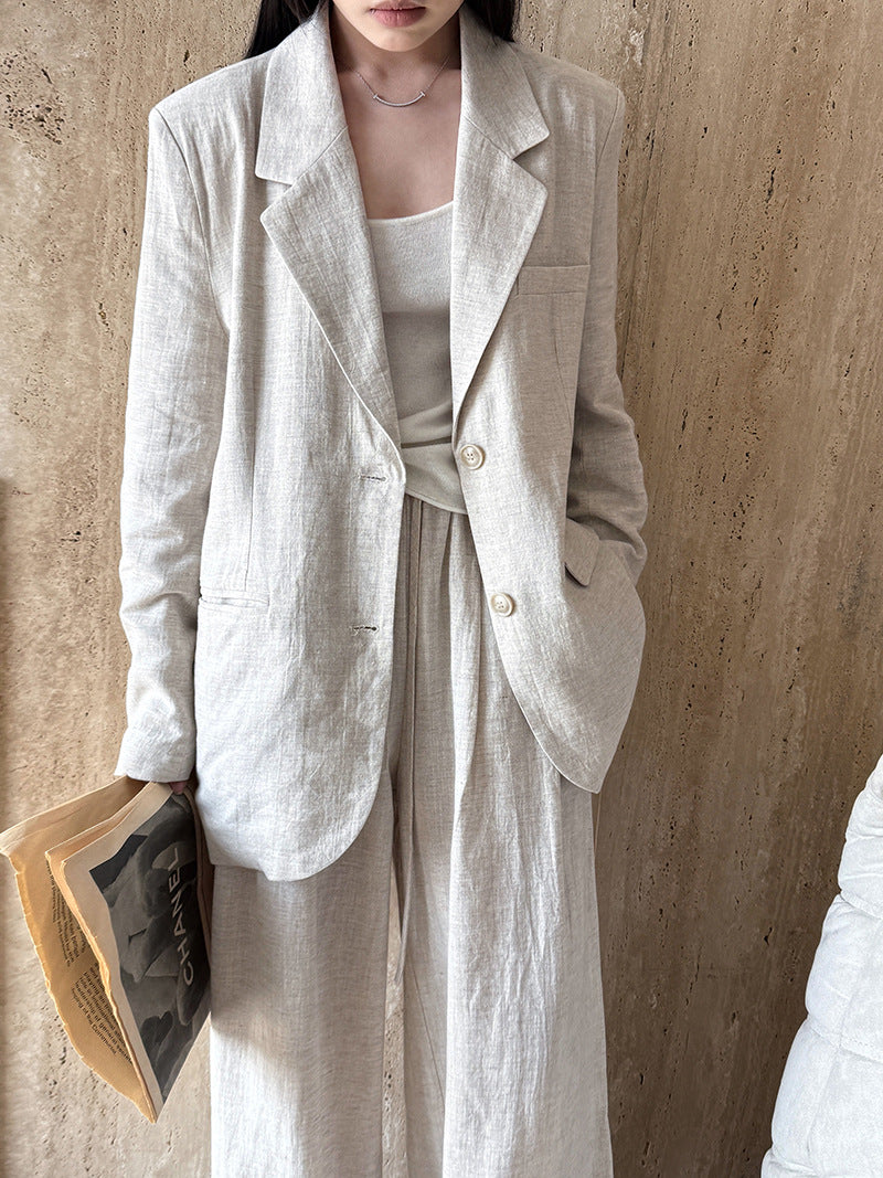 Linen Suit Jacket + Pants Two-Piece Suit