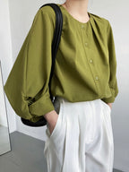 Cotton Lantern Sleeve Shirt Top