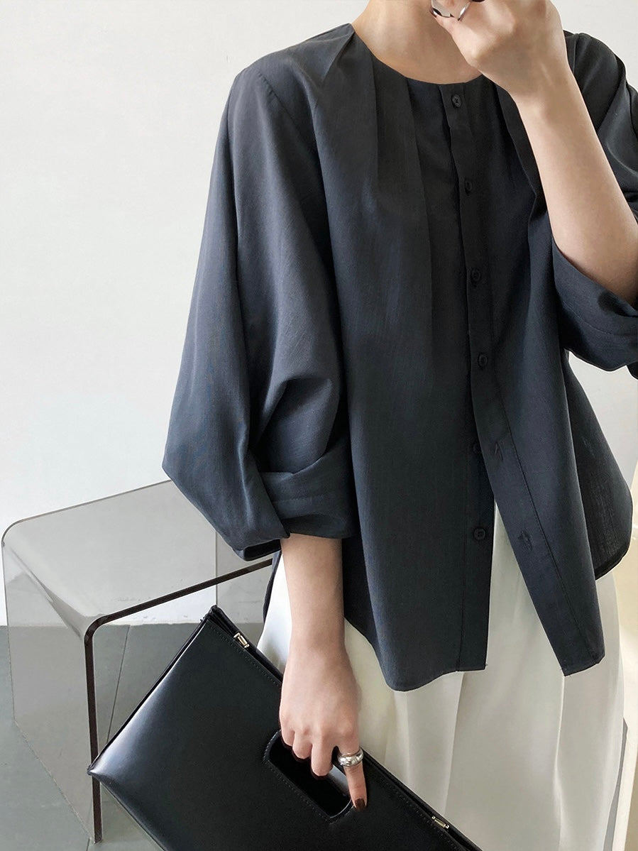 Cotton Lantern Sleeve Shirt Top