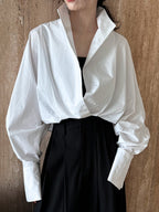 Stand Collar Batwing Sleeves Elegant Shirt