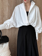 Stand Collar Batwing Sleeves Elegant Shirt