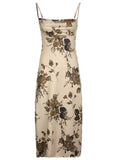 Vintage Printed Pleated Slip Dress - PAINEVIDA