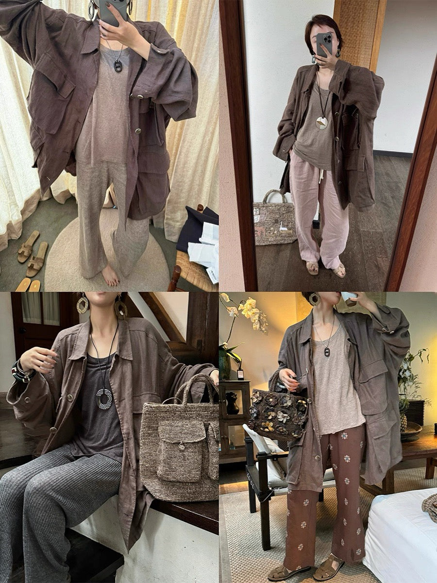 100% Linen Loose Coat