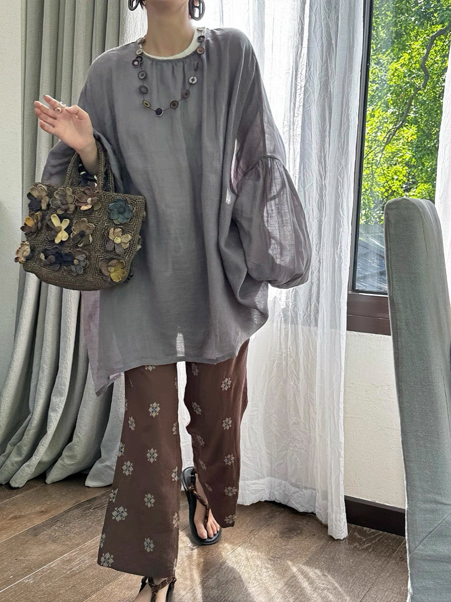 Ramie Slim Fit Loose Sun Protection Top