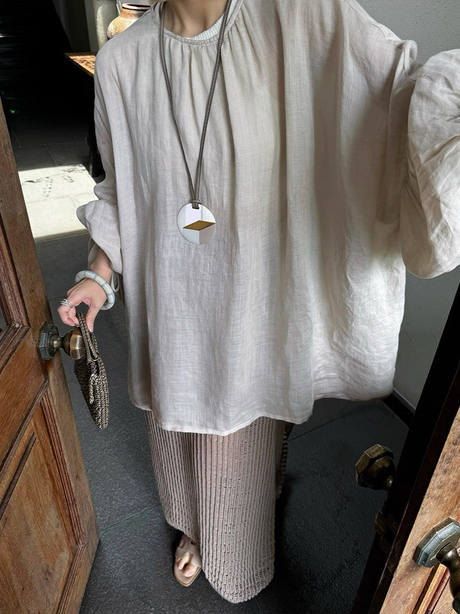 Ramie Slim Fit Loose Sun Protection Top