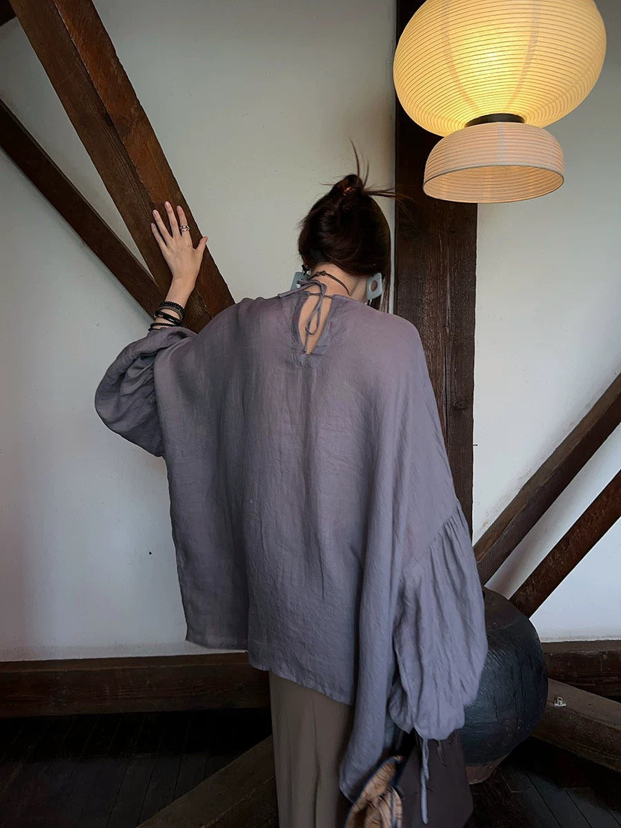 Ramie Slim Fit Loose Sun Protection Top